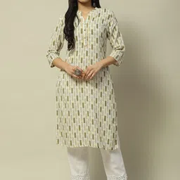Rangriti Floral Printed Embroidered Band Collar Straight Kurta-picture-37