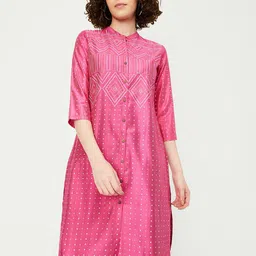 max Geometric Printed Mandarin Collar Kurta-4