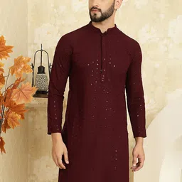 SOJANYA Ethnic Motifs Embroidered Sequinned Pure Cotton Kurta-picture-21