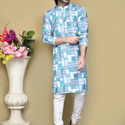 RANAK Men Printed Flared Sleeves Thread Work Kurta-image-96