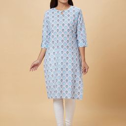 Globus Floral Printed Keyhole Neck Kurta-image-57