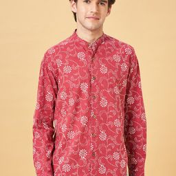 indus route by Pantaloons Floral Printed Band Collar Long Sleeves Cotton  Kurta-image-48