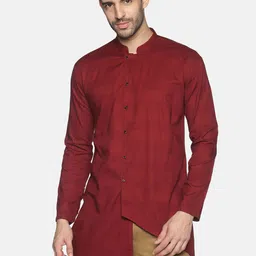 SHOWOFF Men Maroon Solid Kurta-image-37