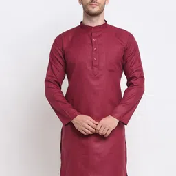 Benstoke Men Maroon Flared Sleeves Thread Work Kurta-8