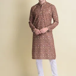 NAMASKAR Men Brown Cotton Printed Kurta-43
