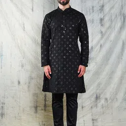 Vrundavan ethics Geometric Embroidered Mirror Work Straight Kurta-picture-19