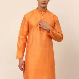 Jompers Men Peach-Coloured Flared Sleeves Thread Work Kurta-24
