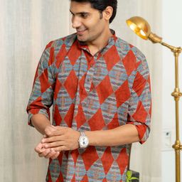 Shasak Geometric Printed Mandarin Collar Straight Kurta-image-28