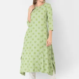 Span Ethnic Motifs Printed Round Neck Cotton A-Line Kurta-image-82