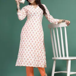Ramas Ethnic Motifs Printed Cotton Strigth Kurta-picture-8