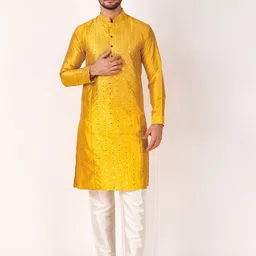 Koshin Mandarin Collar Mirror Work Kurta-image-39