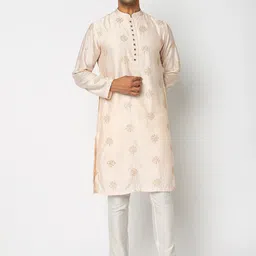 Ethnicity Floral Embroidered Sequinned Mandarin Collar Kurta-image-85