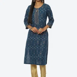 Rangriti Women Ethnic Motifs Printed Keyhole Neck Kurta-picture-17