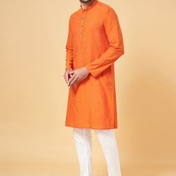 indus route by Pantaloons Mandarin Collar Pure Cotton Straight Kurta-picture-43