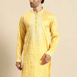 MANQ Embroidered Mandarin Collar Straight Kurta-picture-54