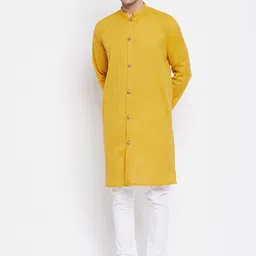 even Men Yellow Thread Work Kurta-image-57