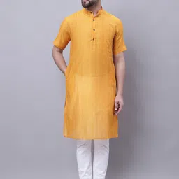 even Mandarin Collar Cotton Straight Kurta-image-55