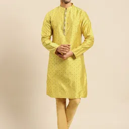Amodh by Kisah Men Yellow Thread Work Kurta-picture-44