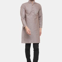 Sayesha Men Brown Solid Cotton Kurta-image-56