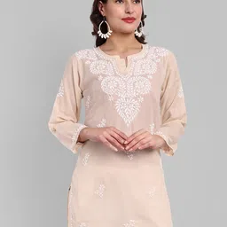 ADA Embroidered Pure Cotton Thread Work Kurti-image-98