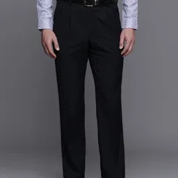 Louis Philippe Men Classic Fit Pleated Formal Trousers-picture-22