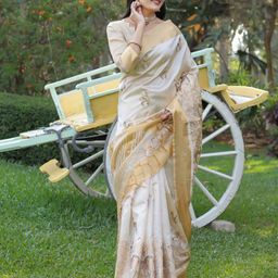 KALINI Woven Design Zari Jute Silk Tussar Saree-image-98