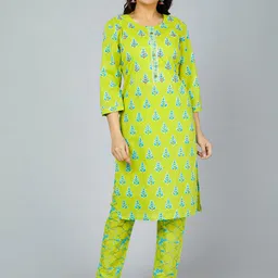 Jevi Prints Ethnic Motifs Printed Pure Cotton Kurta With Trousers-picture-15