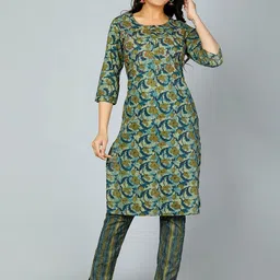 Jevi Prints Ethnic Motifs Printed Thread Work Pure Cotton Kurta With Trousers-44