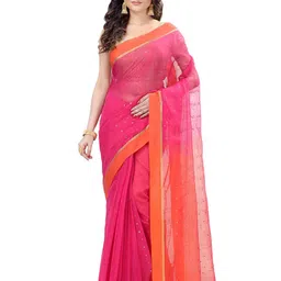 DESH BIDESH Woven Design Sequinned Handloom Taant Saree-21