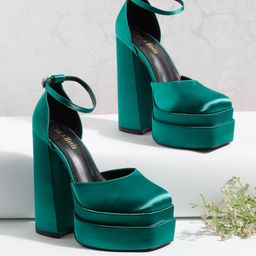 Flat n Heels Square Toe Platform Heel Pumps-32