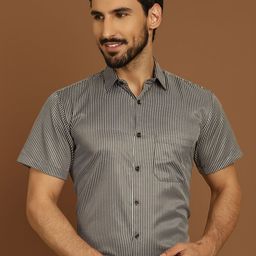 Indian Needle Classic Micro Cotton Striped Checked Formal Shirt-image-5