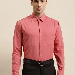 SOJANYA Men Coral Pink Pure Cotton Classic Regular Fit Solid Formal Shirt-image-83
