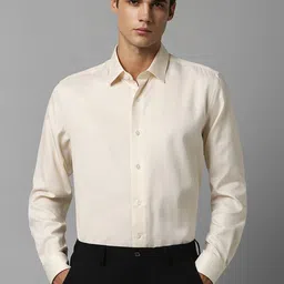 Luxure by Louis Philippe Self Design Textured Slim Fit Pure Cotton Formal Shirt-image-46