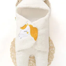OyO Baby White & Yellow Fleece Mild Winter 380 GSM Single Bed Blanket-image-20