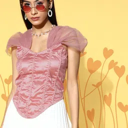Antheaa Women Pretty Pink Solid Corset Top-image-95