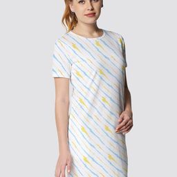 Wear Your Opinion Batik Striped Cotton T-shirt Dress-image-89