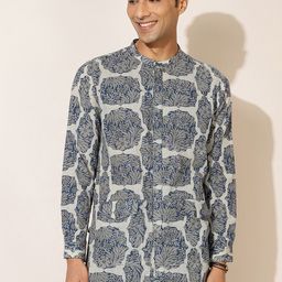Fabindia FabBasic Men Ethnic Motifs Printed Mandarin Collar Cotton Kurta-picture-17