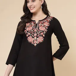 QAZMI Aari Embroidered Kashmiri Flared Kurti-image-64