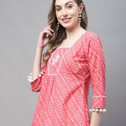 Rajnandini Floral Print Cotton A-Line Top-image-93