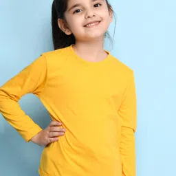 NUSYL Girls Yellow Round Neck Full Sleeves T-shirt-image-47