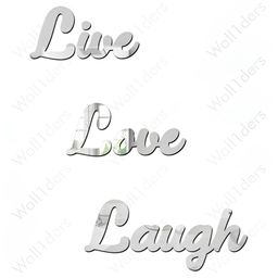 Wall1ders Silvet Toned 3 Pieces Acrylic Live Love Laugh Mirror Wall Stickers-image-18
