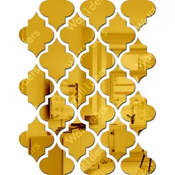 Wall1ders Gold Toned 15 Pieces Abstract Wall Stickers-image-63
