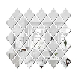 Wall1ders Silver Toned 25 Pcs  Jali Pattern Mirror wall stickers-image-87