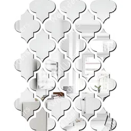 Wall1ders Silver Toned15 Pcs Jali Pattern Mirror wall stickers-image-92