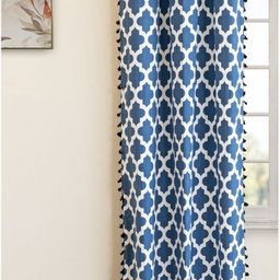 HOMEMONDE Blue & White Ethnic Motifs Room Darkening Long Door Curtain-image-28