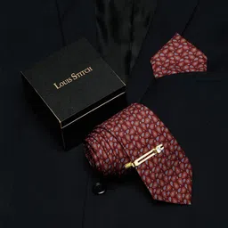 LOUIS STITCH Men Printed Italian Silk Necktie Accessory Gift Set-picture-33