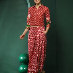 AKS Couture Floral Printed Shirt & Palazzos-image-90