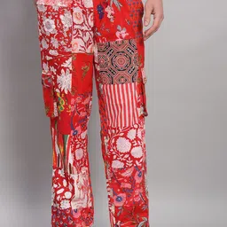 HANDICRAFT PALACE Men Floral Printed Relaxed Leg Loose Fit High-Rise Easy Wash Trousers-image-16