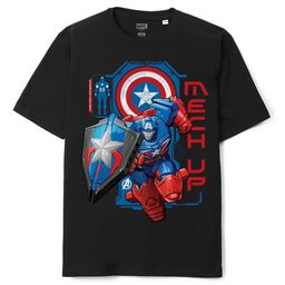 Wear Your Mind Boys Captain America Printed Oversized Knitted Pure Cotton T-Shirt-picture-2