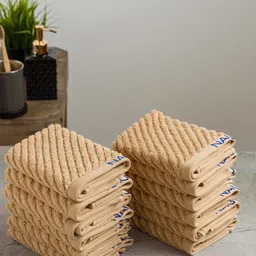 Nautica Set Of 12 Beige Solid 600 GSM Pure Cotton Face Towels-image-44